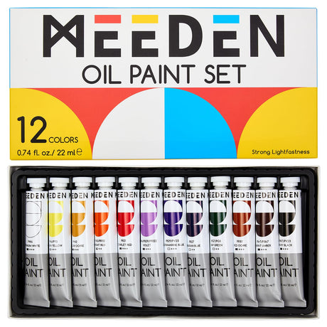 MEEDEN Oil Paint Set - 12 x 22ml (0.74 oz) Color Oil Paints for Adults Students Beginners- Rich Pigment Art Paints for Canvas Painting MEEDEN