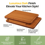 Bamboo Cutting Board, Durable Wood Cutting Boards for Kitchen with Deep Juice Grooves & Built-in Handles, Ideal Charcuterie & Chopping for Meat, Vegetables and Fruits Ideas Kitchen Gift for Home Cooks keechee