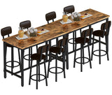 AWQM Space-Saving Faux Wooden Dining Set with 8 PU Upholstered Chairs for Modern Living AWQM