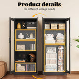 SISESOL Metal Storage Cabinet with Lock and Glass Doors,Glass Display Cabinet,67" Tall Black Storage Cabinets,Locking Curio Cabinets with 5 Shelves for Collectibles,Home,Office,Living Room SISESOL