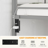 IKIFLY Full Over Full Bunk Beds with LED Lights and Charging Station, Heavy Duty Metal Full Size Bunk Bed Frame, Safety Guardrail & 2 Ladders, Space-Saving Design, No Box Spring Needed, Silver Grey IKIFLY