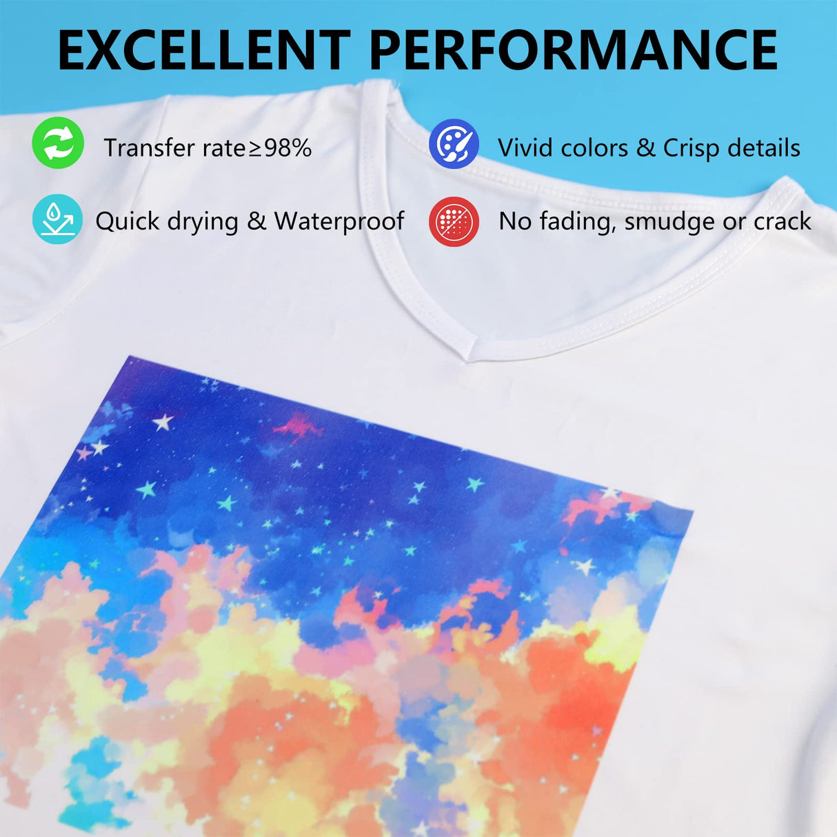 HTVRONT Sublimation Paper 8.5 x 11 Inches - 150 Sheets 105g Excellent Ink Release Sublimation Transfer Paper for Tumblers, Mugs, T-Shirts HTVRONT