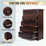WLIVE Wood Dresser with 5 Drawer, Cabinets Dressers Wood Dresser Cabinet, Organizer Drawers for Bedroom, Living, Hallway, Measuring 15.7" W*31.4" D*45.3" H, Brown WLIVE