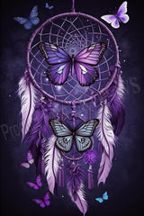 ZKOPAVS Diamond Painting Kits Purple Dream Catchers and Butterflies Full Drill Paint with Crystal Rhinestone Cross Stitch for Home Office Wall Crafts Decor 8x12 Inch ZKOPAVS