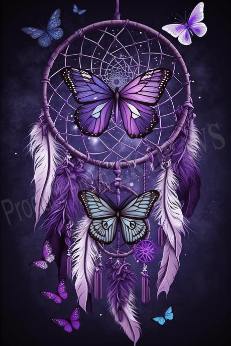 ZKOPAVS Diamond Painting Kits Purple Dream Catchers and Butterflies Full Drill Paint with Crystal Rhinestone Cross Stitch for Home Office Wall Crafts Decor 8x12 Inch ZKOPAVS
