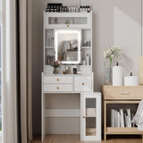 ARTETHYS Small Vanity Desk with Sliding Mirror and Lights White Makeup Vanities Set with Drawers Compact Dressing Table with Cabinet and Adjustable Shelves for Bedroom ARTETHYS
