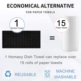 Homaxy 100% Cotton Terry Kitchen Towels(Black, 13 x 28 inches), Checkered Designed, Soft and Super Absorbent Dish Towels, 4 Pack Homaxy