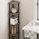 Furinno Turn-N-Tube 5 Tier Corner Display Rack Multipurpose Shelving Unit, 1-Pack, French Oak Grey/Black Furinno