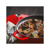 6-Quart 1500W Electric Dutch Oven with Recipe Book - Braise, Slow Cook, Sear, Warm, Red Enameled Cast Iron Instant