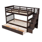 Harper & Bright Designs Twin Over Twin Bunk Bed with Stairs and Guard Rail, Wood Bunk Bed with Storage Drawers Twin Bunk Bed Frame for Bedroom, Dorm, Kids, Teens, Adults (Twin, Espresso) Harper & Bright Designs