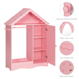 UTEX Kids Dress Up Storage with Mirror, Kids Wardrobe Closet, Dress Up Armoire for Little Girls, Open Hanging Kids Costume Organizer with Storage Cabinet for Kids Room, Playroom UTEX