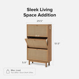 Hannah Shoe Cabinet, Natural Rattan Farmhouse Organizer, Storage, Closet Rack for Entryway, with Spacious Cabinet, Shelves, Sturdy Solid Wood Legs (Riviera Oak) mopio