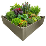 One Sweet Earth Raised Garden Bed - 4x4 ft Planter Box - Weathered Wood HDPE - No Tools Needed - DIY Kit for Urban Gardening, Flowers, Herbs & Vegetables - Made in The USA One Sweet Earth