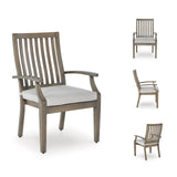 Signature Design by Ashley Rainier Ranch Contemporary Rust Resistant Aluminum High Back Outdoor Arm Chair with Loose Seat Cushion, Set of 2, Light Brown & Beige Signature Design by Ashley