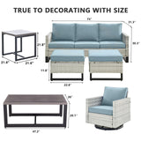 HUMMUH 9 Piece Patio Furniture Set All Weather PE Wicker Outdoor Sofa,Patio Chairs,Swivel Rocker Chairs,Tables for Porch,Garden,Backyard HUMMUH