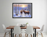 Diymood DIY 5D Diamond Painting by Number Kits, Diamond Painting Moose Winter Forest Paint with Diamonds Arts for Adults Full Drill Canvas Picture for Home Wall Decor 40x50cm(16x20inch) Diymood