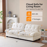 VINGLI Cloud Couch 80" Loveseat, 22.4" Deep Seat, Suede Upholstery Cozy Comfy Couches for Living Room Modern Love Seat Sofa, Pillow Armrest (White) VINGLI