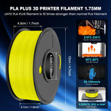 JAYO PLA+ Filament Bundle 1.75mm, 3D Printer Filament Bundle Multicolor, Individually Vacuum Packed, 250g Spool, 8 Pack, 2KG in Total, Black+White+Grey+Blue+Green+Orange+Yellow+Burlywood Color JAYO