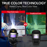TRQWH Welding Hood Auto Darkening Welding Helmet with Light True Color 1/1/1/2 Top Optical Clarity Wide Shade 9-13 Welding Mask with Grinding Weld Helmet (KTS-JS01) TRQWH