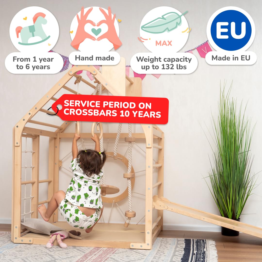 Woodandhearts indoor playground Made in EU indoor jungle gym, kids indoor playground climbing gym, kids jungle gym indoor, indoor gym for kids wooden jungle gym indoor 1-6 years