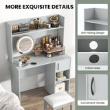 Tangkula Computer Desk with Hutch, Home Office Desk with Raised Display Shelf & 2 Open Shelves, Cabinet with Door, Cable Management Holes, Modern Laptop PC Desk, Study Writing Desk for Bedroom (Gray) Tangkula