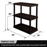 Koolatron Oskar 3 Tier Plastic Shelf, Garage Shelving Unit, Rack and Storage Shelves - Ideal for Storage Shed, and Shelf Organizer - Perfect for Garage Storage and Shelving Solutions,Black Koolatron