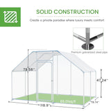 Large Metal Chicken Run, Chicken Coop with Lockable Door Flat Shape Walk-in Chicken Hen House with Waterproof & Anti-UV Cover for Duck Rabbit Habitat Cage Outdoor Poultry Cage for Yard Farm Phonjoroo