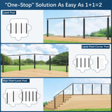 Gyykzz 36" One-Stop Cable Railing Post Kit, 4 Pack Level Drilled Line Post, Adjustable Top Cable Railing System Including 4 Railing Post, 165ft Cable, 10 Sets Terminal, 80 Cable Grommets (No Handrail) Gyykzz