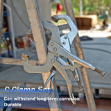 4 Pcs Locking C Clamp Set, Locking Pliers with Fixed and Swivel Pads, 6 Inch, 9 Inch, 11 Inch, Metal Tools Welding Clamps for Home Farm Minatee