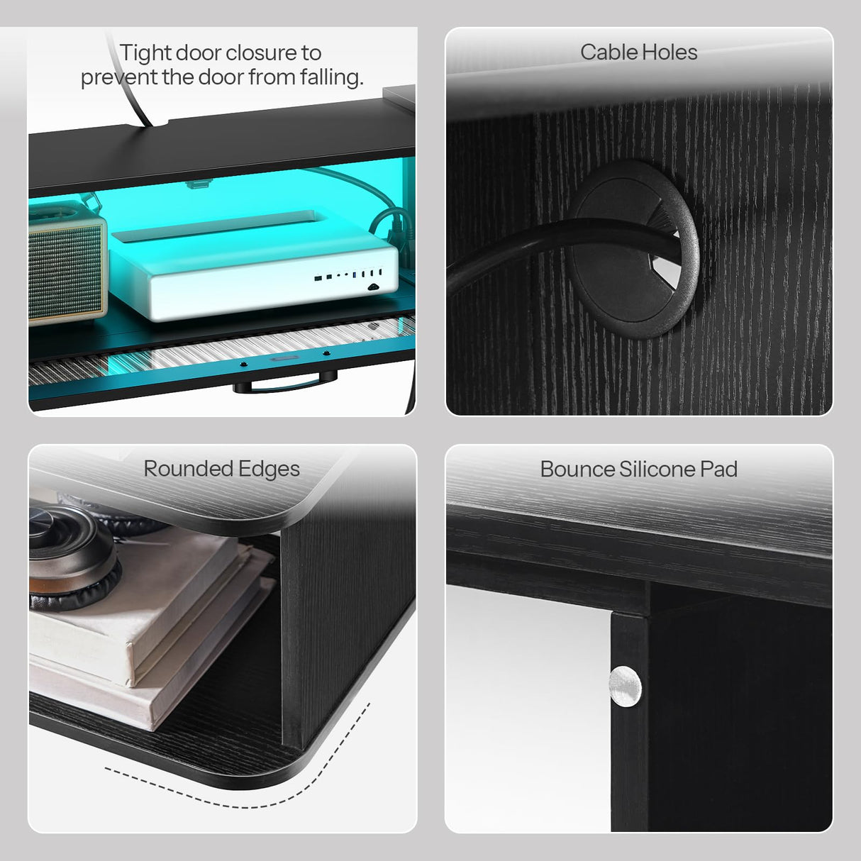 HOOBRO Floating TV Stand with LED Light Power Outlet for TVs up to 65”, Wall Mounted TV Shelf, Modern Media Console Entertainment Center Under TV, for Living Room Bedroom, Black BK34UDDS01G1 HOOBRO