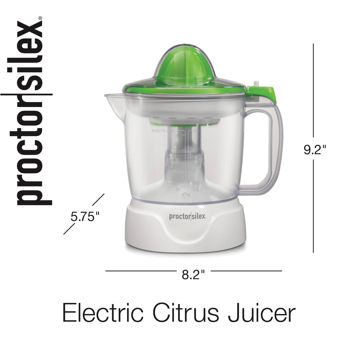 Proctor Silex Juicer Electric Citrus Juicer Machine, 34 oz., for Orange, Lemon, Grapefruit Juice, White and Green (66340) Proctor Silex