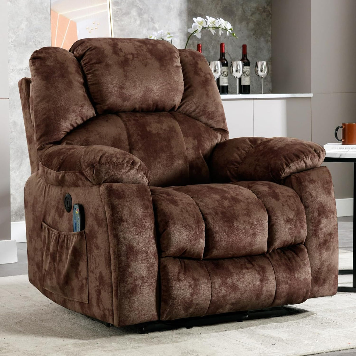 IOMOR Large Power Lift Recliner with Massage and Heat for Elderly, Electric Reclining Chair with USB Port, 2 Hidden Cup Holders, Side Pockets (1, Brown) IOMOR