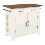 INSPIRED by Bassett OSP Home Furnishings Urban Farmhouse Kitchen Island with Vintage Oak Solid Hardwood Top, Distressed White Finish OSP Home Furnishings