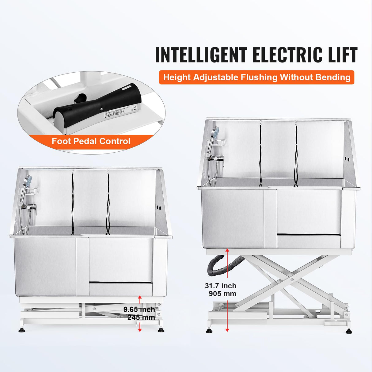 Happybuy 50" Pet Dog Bathing Station with Electric Height Adjustment, Stainless Steel Dog Grooming Tub with Soap Box, Faucet, Accessories, Bathtub for Multiple Pets, Home Washing Sink (Right Side) Happybuy