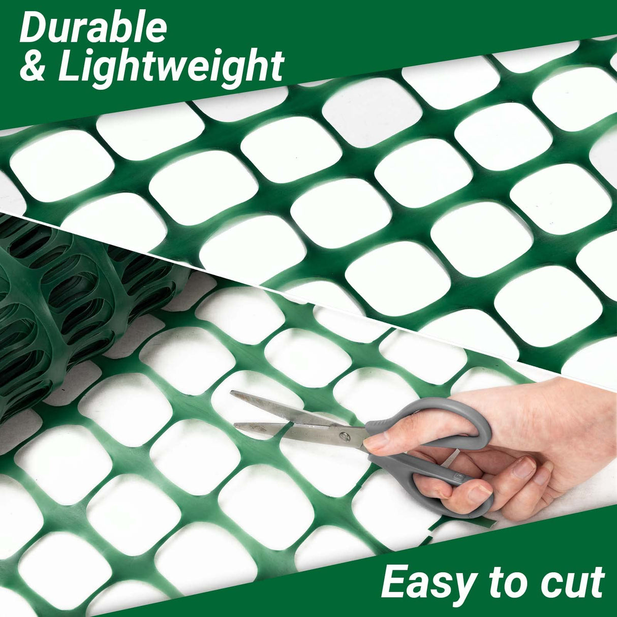 DOEWORKS Safety Fence, 4 x 100 FT Green Plastic Mesh Fence Roll Barrier Netting for Construction Fencing Animal Fencing Garden Fencing and Event Fencing DOEWORKS