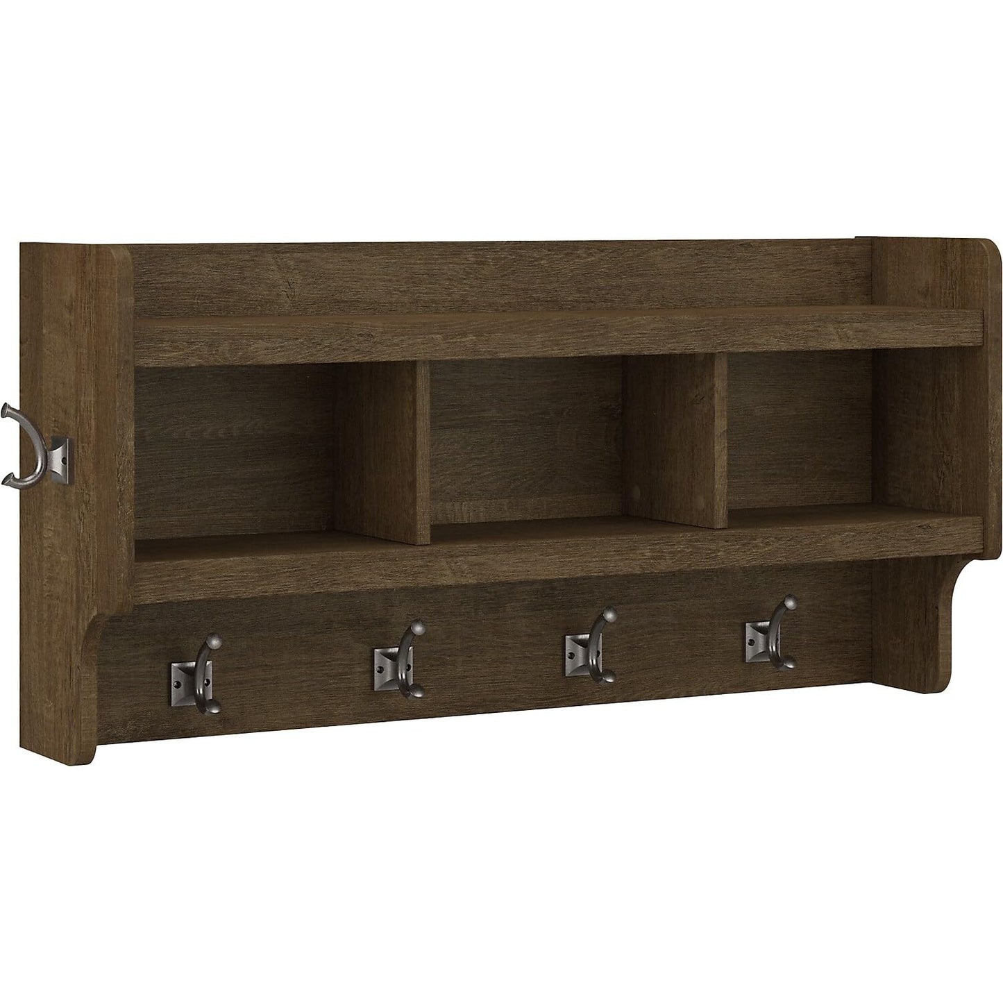 kathy ireland Home by Bush Furniture Woodland Wall Coat Rack, Ash Brown, (WDH340ABR-03) - WoodArtSupply