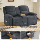 RIHEREFY Loveseat Recliner Sofa with Massage & Heating, Reclining Loveseat with Console, RV Wall Hugger Double Loveseat Recliner Couch for Living Room & Home Theater (Chenille-Grey) RIHEREFY