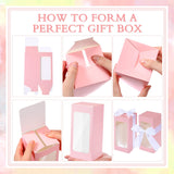 Fulmoon 12 Sets Sublimation Glass Gift Boxes Christmas Thank You Glass Cup Boxes with Ribbon Gift Wrap Boxes for Thanksgiving Christmas Shipping Blanks Sublimation Gift Wrapping(Pink) Fulmoon