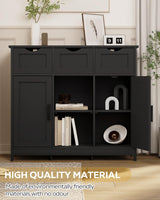 MIRROTOWEL Storage Cabinets，Wooden Floor Cabinet，with Drawers and Shelves Storage Cabinets，Accent Cabinet for Living Room， Bedroom，Bathroom Furniture Home Decor（Black） MIRROTOWEL