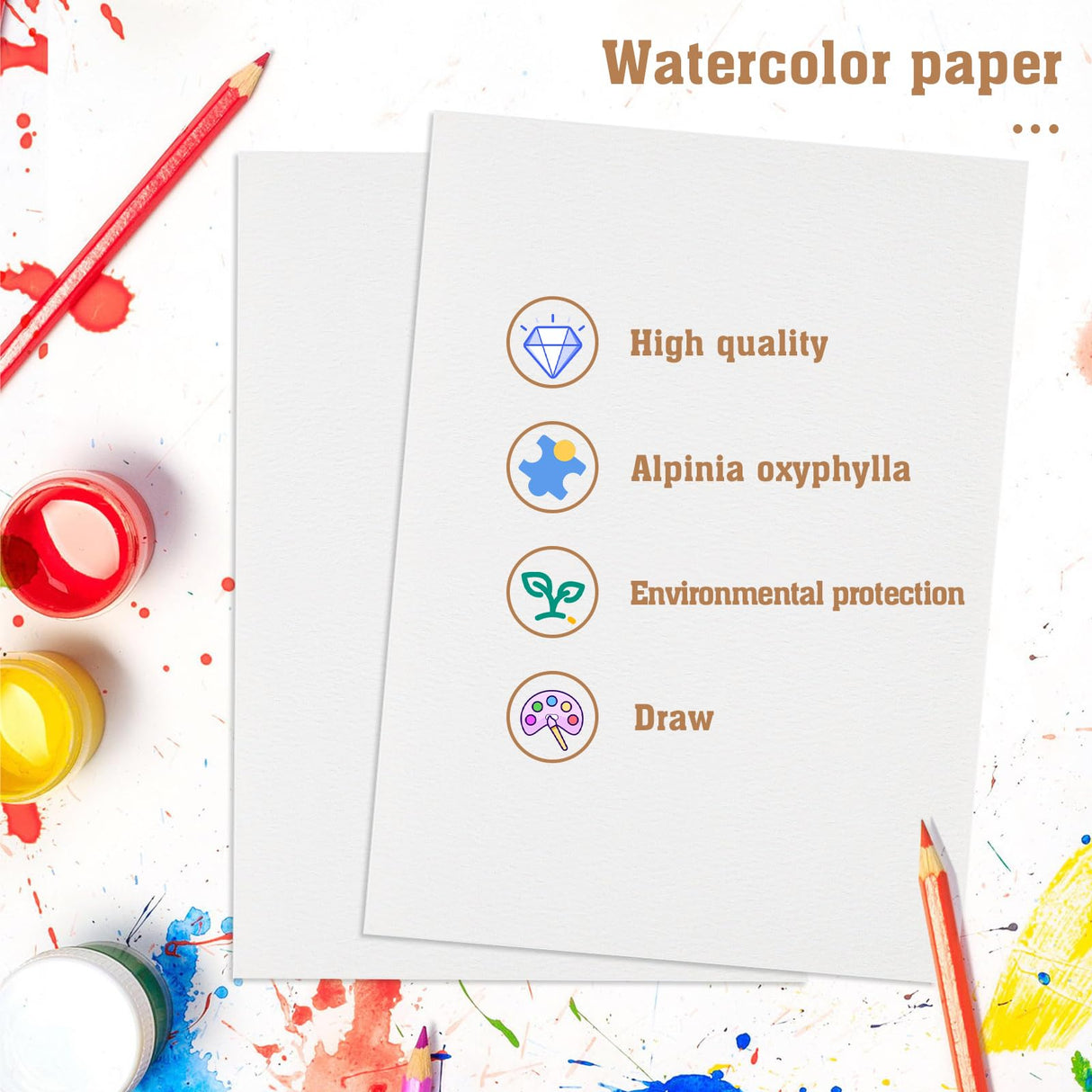 60 Sheets Watercolor Paper Bulk, 140 lb/300 GSM Cold Press Paper White Water Color Paper for Kids Child Students Adults Artists Watercolor Drawing Gift Cards(5 x 7 Inch) Prudiut