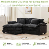 Oprisen Modular Sectional Sofa, Comfy Cloud Couch Sectional Sofa with Ottoman, Chenille Sofa Sleeper Deep Seat Sofa with Throw Pillows for Living Room (Black, 86"- L Shape) Oprisen