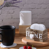 Wooden Heart Coasters for Drinks Set of 6 Funny Farmhouse Coasters with Holder for Coffee Table Protection Housewarming Gifts for New Home Decoration, 4 Inch(Home,Brown) Patelai