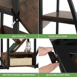 GOOBED Oval Bookshelf, Triple Wide 5 Tier Etagere Bookcase, Industrial Display Shelves Tree Bookshelf for Living Room, Bedroom, Home Office, Rustic Brown GOOBED