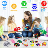 12 Pieces DIY Hand Puppets Making Kit Felt Sock Creative Art Craft Making Your Own Puppets Colorful Pompoms Wiggle Googly Eyes Storytelling Role Play Party Supplies Yaveron
