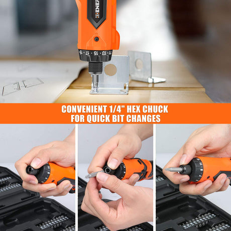 ENERTWIST Cordless Screwdriver, 8V Max 10Nm Electric Screwdriver Rechargeable Set with 82 Accessory Kit and Charger in Carrying Case, 21+1 Cluth, Dual Position Handle, LED Light, ET-CS-8 ENERTWIST
