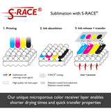 S-RACE Sublimation Paper 8.5 x 11 inch, 100 Sheets - For Printers With Sublimation Inks, e.g. compatible with Epson, Sawgrass, Ricoh etc. - Fast Drying, Smear-Proof, Vibrant Colors S-RACE
