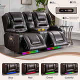 Oprisen 2-Seater Power Loveseat Recliner Electric Reclining Sofa Couch Wall Hugger Recliner Home Theater Seating w/Multi-Function Console/Cup Holders/LED Ambient Light Oprisen