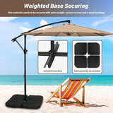 Simple Deluxe 10ft Offset Umbrella Cantilever Patio Hanging Umbrella with Crank & Cross Base Suitable for Garden, Lawn, Tan Simple Deluxe