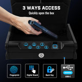 Gun Safe for Handgun - Biometric Gun Safe with Fingerprint/Full-digital Keypad/Key Lock for Pistol Jewelry Cash Safe, Gun Lock Box THIKPO