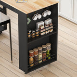 JassmiPkwy 77.8'' Rolling Kitchen Island with Extendable Dining Table for 2-4, 2 in 1 Kitchen Islands Cart on Wheels, Storage Cabinet with Drawer, 2-Tier Storage Shelf, Black JassmiPkwy